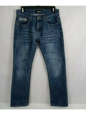 Rebel Women's Embroidered Distressed Whiskered Dark Wash Jeans Size 14
